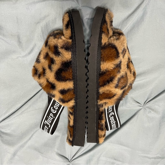 Juicy Couture Fuzzy Leopard Print Slides with Straps size 9 - Picture 6 of 14